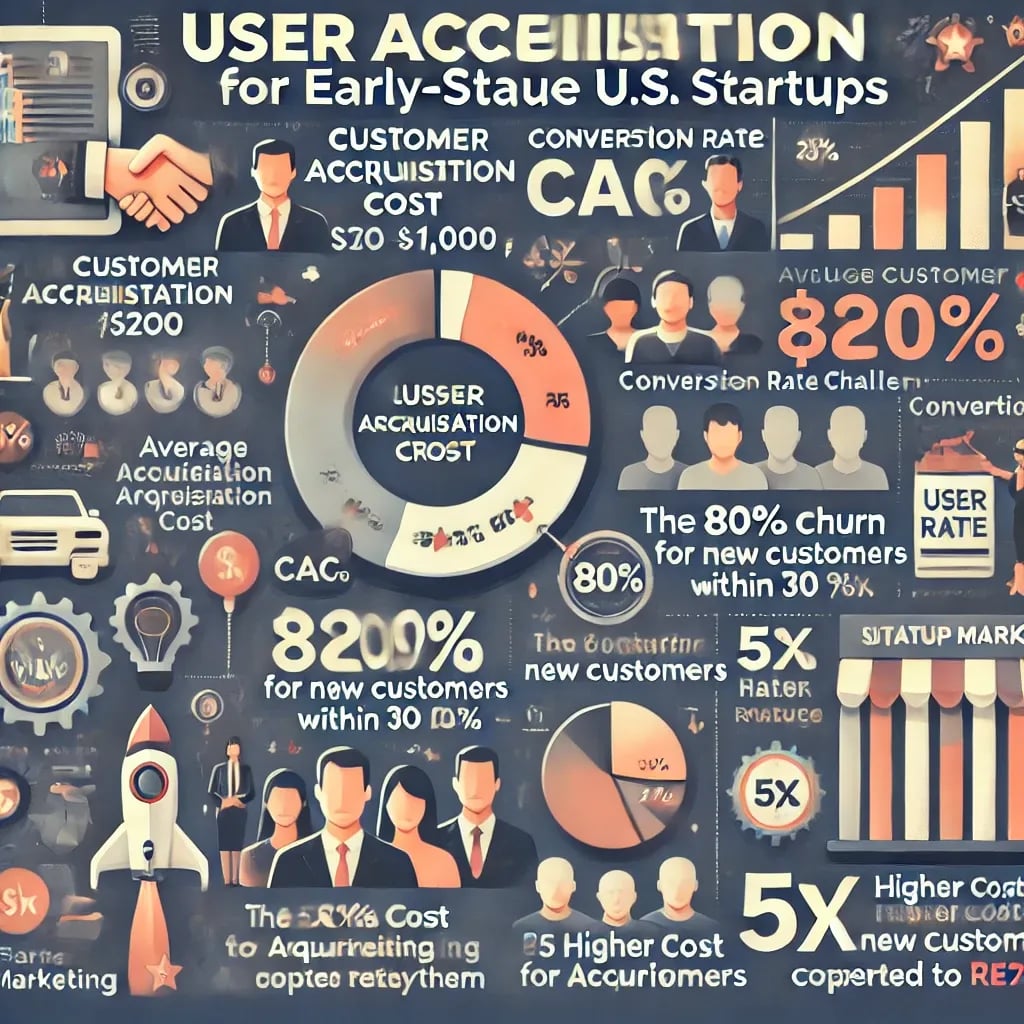 Key facts and figures about user acquisition challenges for early-stage U.S. startups. www.texasstartupinsider.com