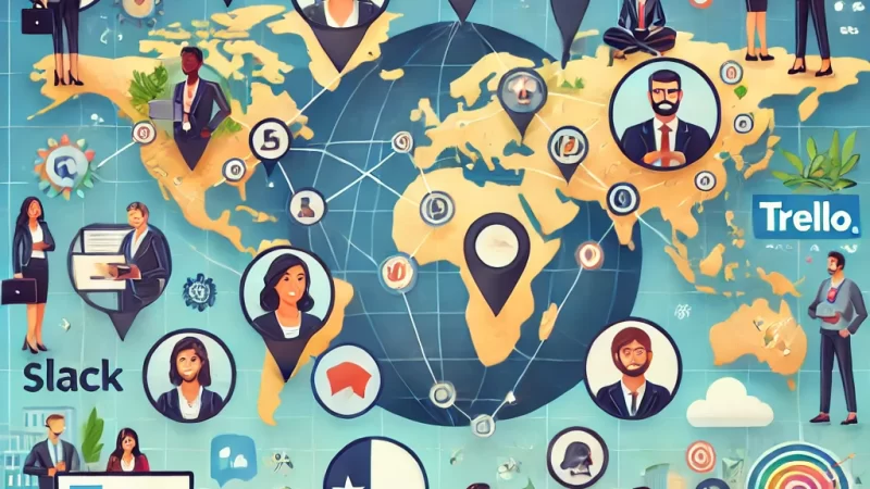 Global collaboration and the hybrid workforce model, emphasizing the connections between diverse professionals worldwide - Texas Startup Insider