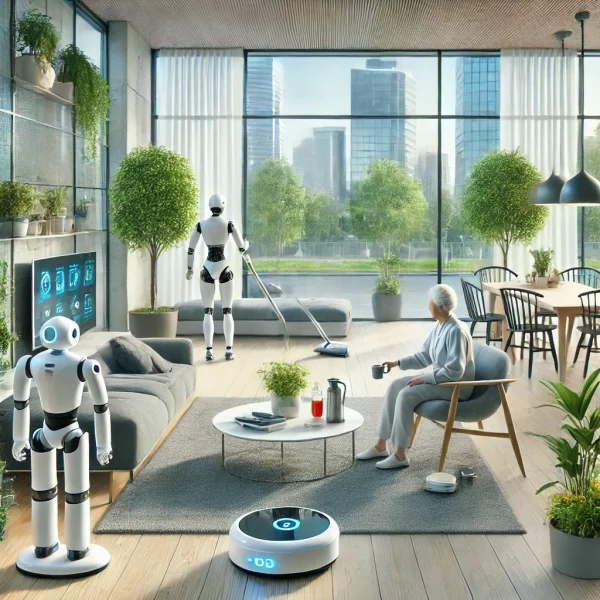 Futuristic European smart home with AI-powered robots performing daily tasks - European Startup Insider